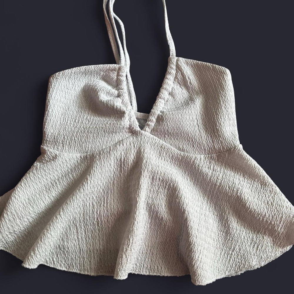 SHEIN Off-White Textured Halter Camisole